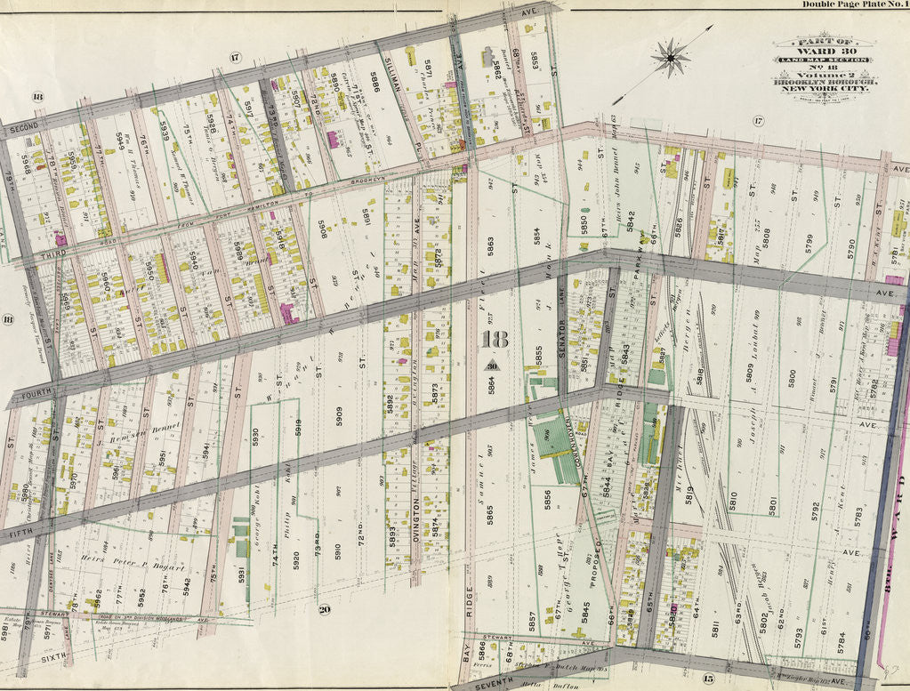 Detail of Part of Ward 30, Land Map Section, No. 18. Volume 2, Brooklyn Borough, New York City by Anonymous