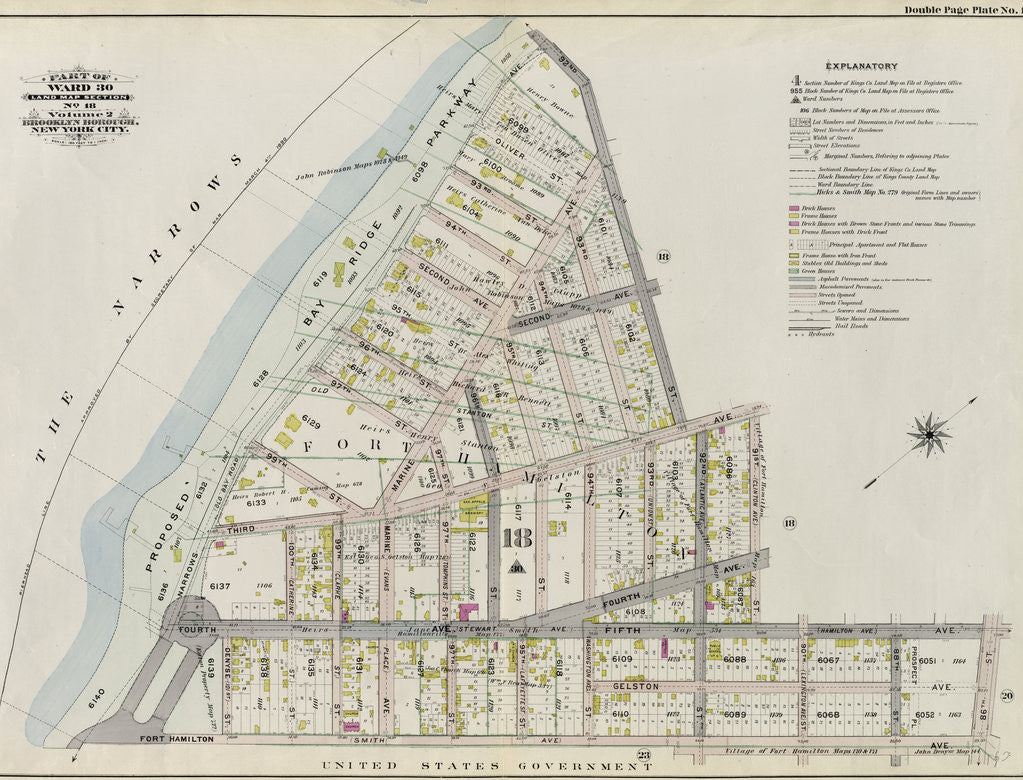 Detail of Bounded by 92nd Street, Third Avenue, 91st Street, Fifth Avenue, 86th Street, Fort Hamilton Avenue Smith Avenue and Proposed Bay Ridge Parkway Narrows Avenue, New York by Anonymous