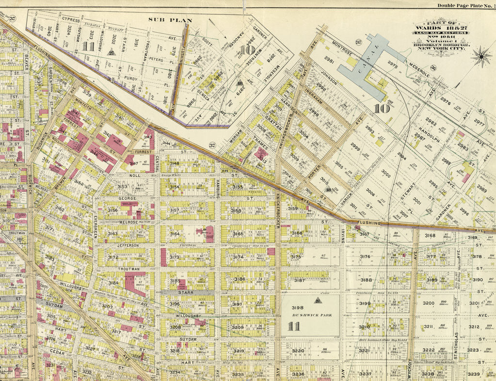 Detail of Part of Wards 18 & 27. Land Map Sections, Nos. 18 & 27. Volume 1, Brooklyn Borough, New York City by Anonymous
