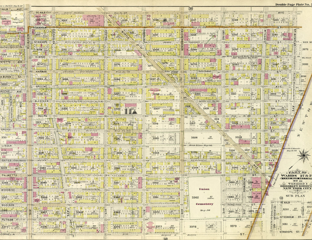 Detail of Part of Wards 27 & 28. Land Map Section, No. 11, Volume 1, Brooklyn Borough, New York City by Anonymous
