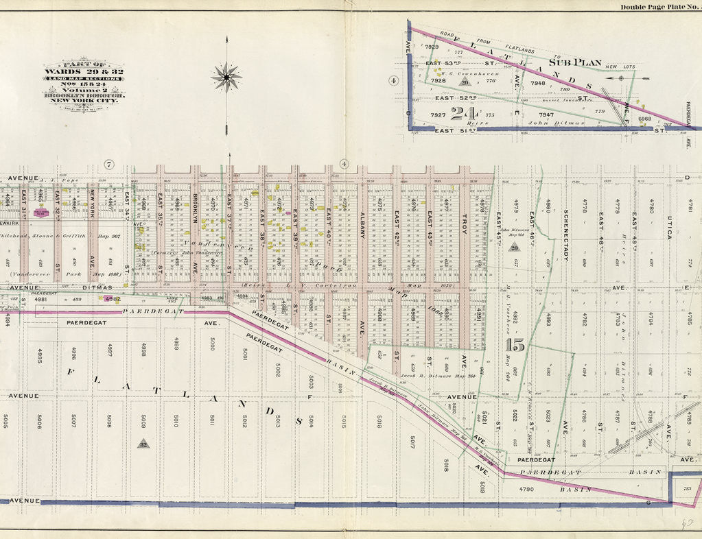 Detail of Bounded by Avenue D, East 53rd Street, Avenue E, East 52nd Street, Avenue F, East 51st Street, Paerdegat Avenue, Utica Avenue, Avenue G and Nostrand Avenue, New York by Anonymous