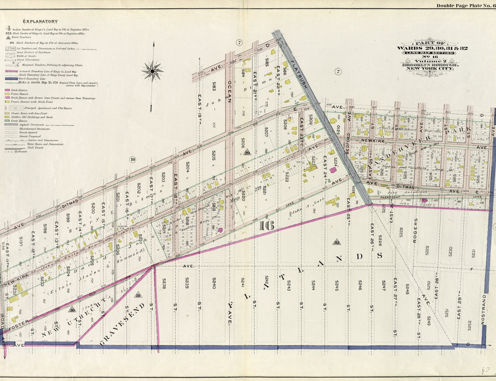 Detail of Part of Wards 29, 30, 31 & 32, Land Map Section, No. 16. Volume 2, Brooklyn Borough, New York City by Anonymous