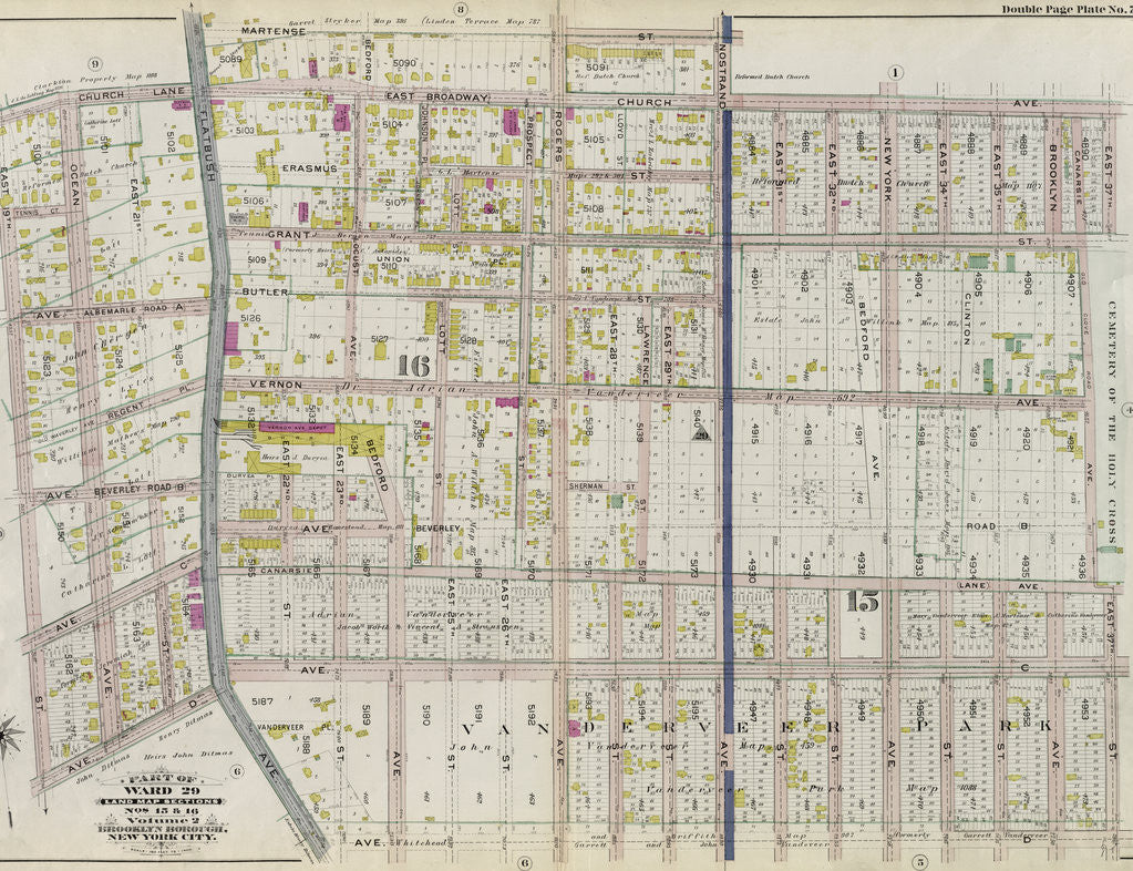 Detail of Part of Ward 29. Land Map Sections, Nos. 15, & 16. Volume 2, Brooklyn Borough, New York City by Anonymous