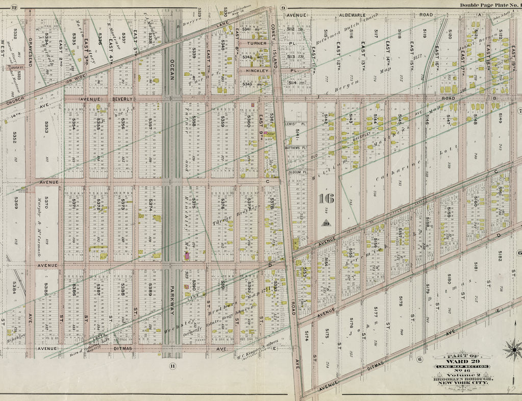 Detail of Part of Ward 29. Land Map Section, No. 16. Volume 2, Brooklyn Borough, New York City by Anonymous
