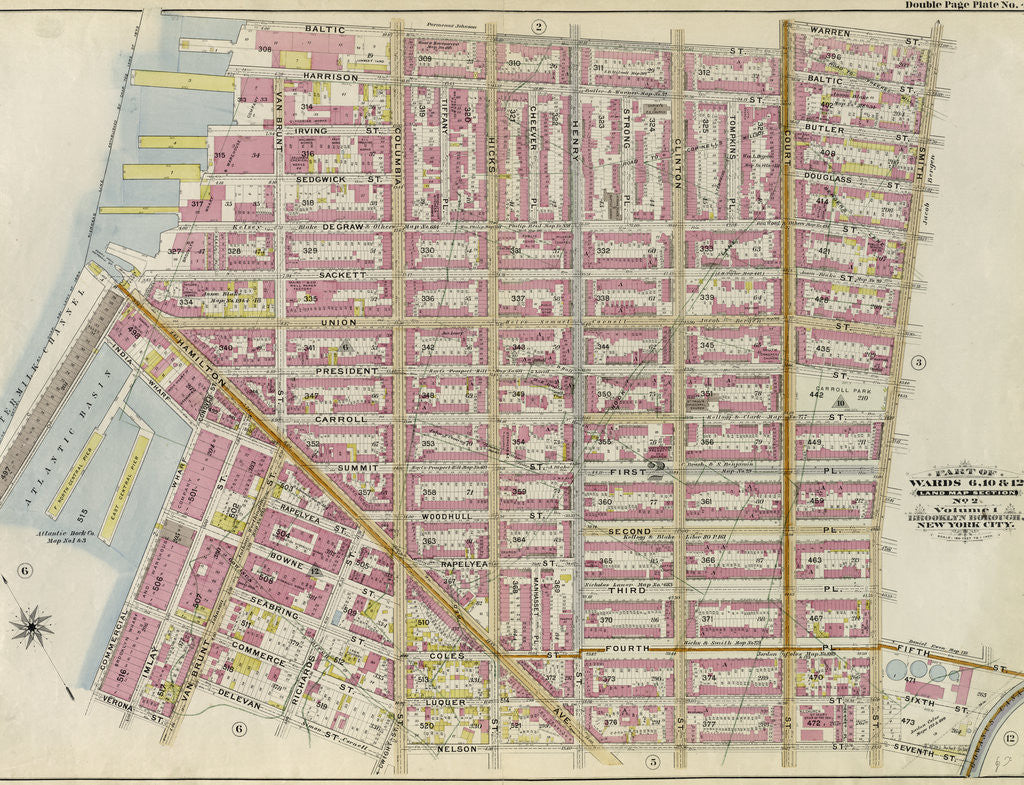 Detail of Part of Wards 6,10 & 12. Land Map Section, No. 2, Volume 1, Brooklyn Borough, New York City by Anonymous