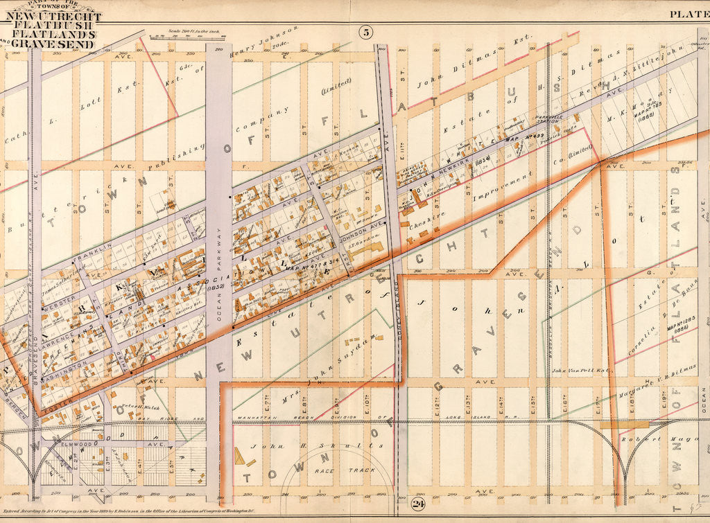 Detail of Part of the Town of Flatbush, Kings Co., N.Y by Anonymous