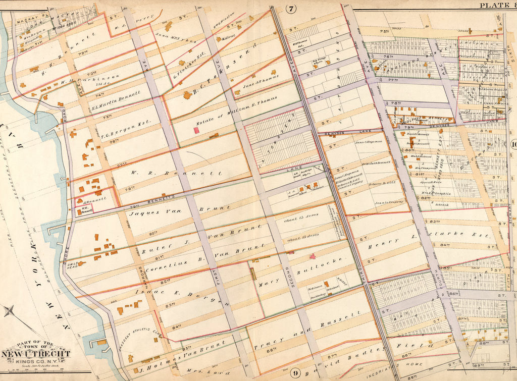 Detail of Bounded by Mackay Place, Narrows Avenue, 71st Street, First Avenue, 72nd Street, Second Avenue, 73rd Street, Third Avenue, 74th Street, Fourth Avenue, 75th Street, Stewart Avenue, 89th Street, Third Avenue, 87th Street, First Avenue, 86th Street, New York by Anonymous
