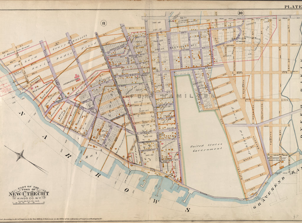 Detail of Part of the Town of New Utrecht, Kings Co., N.Y by Anonymous