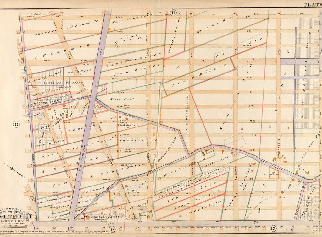 Detail of Bounded by 72nd Street, Fourteenth Avenue, 86th Street and Stewart Avenue, New York by Anonymous