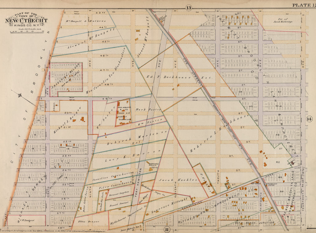 Detail of Part of the Town of New Utrecht, Kings Co., N.Y by Anonymous