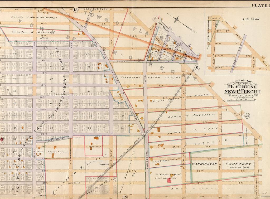 Detail of Bounded by 39th Street, West Street, Twentyfirst Avenue, 58th Street and Fourteenth Avenue, New York by Anonymous
