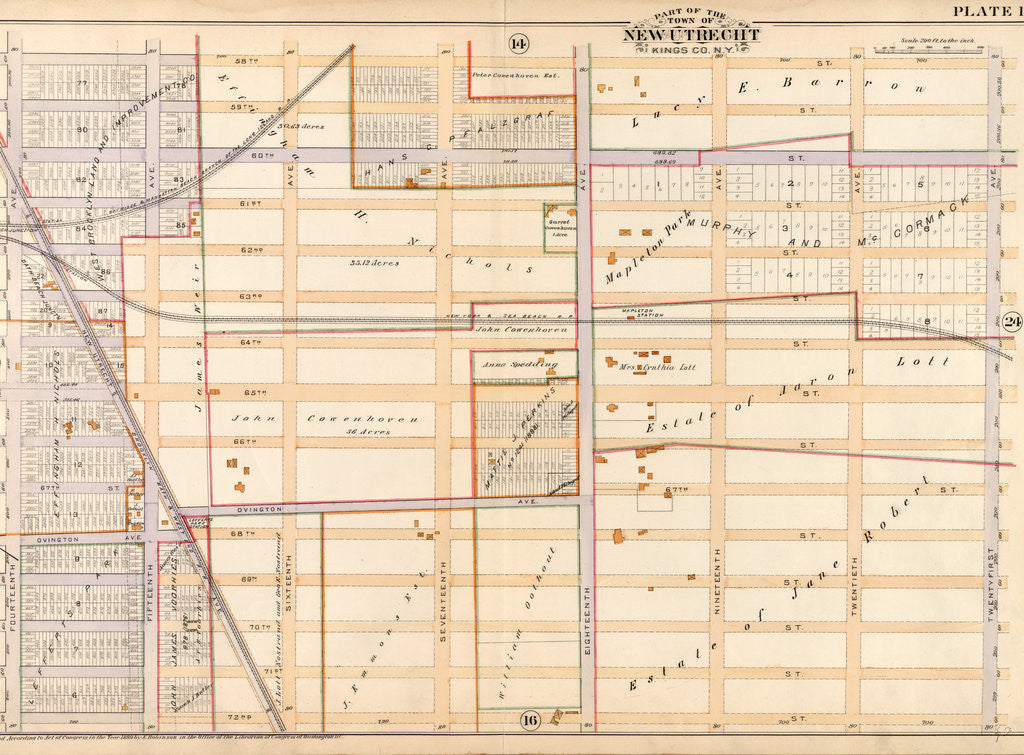 Detail of Bounded by 58th Street, Twentyfirst Avenue, 72nd Street and Fourteenth Avenue, New York by Anonymous