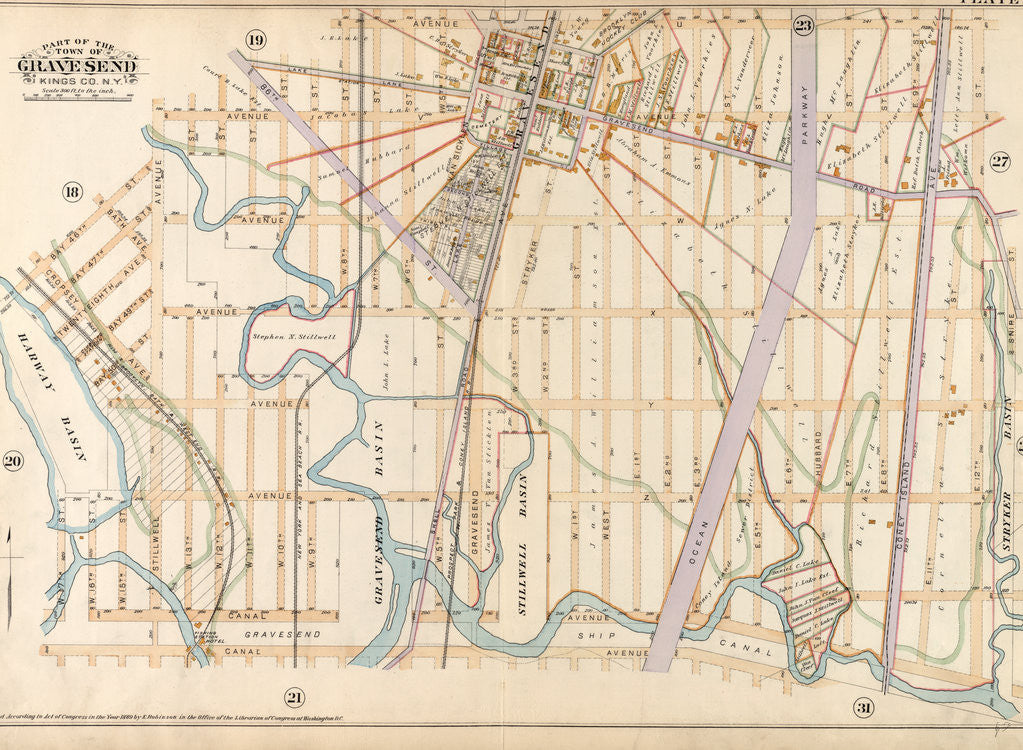 Detail of Part of the Town of Gravesend, Kings Co., N.Y by Anonymous