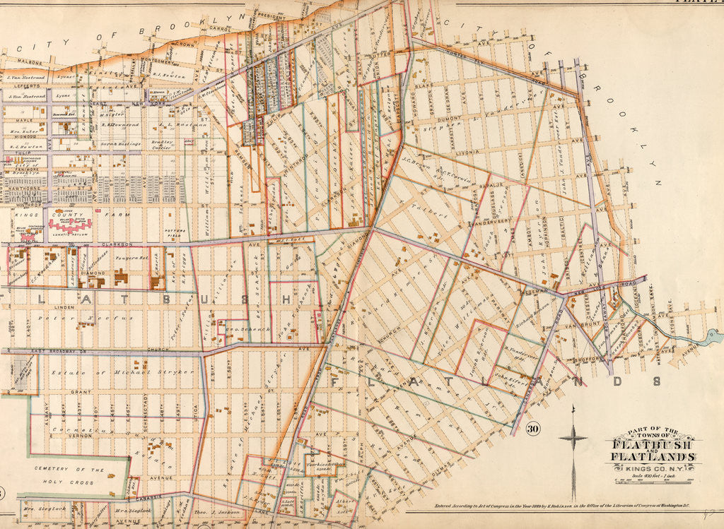 Detail of Part of the Towns of Flatbush and Flatlands, Kings Co., N.Y by Anonymous