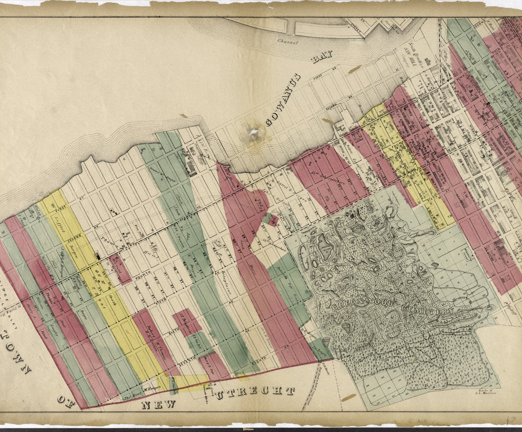 Detail of Sheet 1: Map encompassing Sunset Park, Greenwood Cemetery, Gowanus Canal and Greenwood Heights, New York by Anonymous