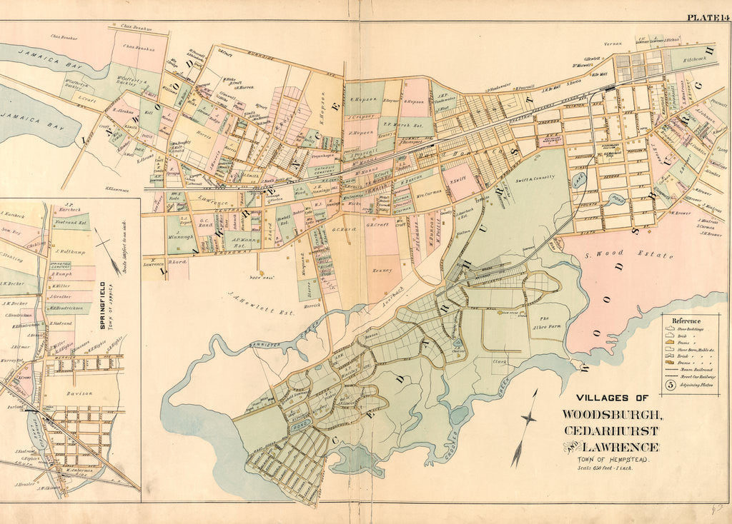 Detail of Villages of Woodsburgh, Cedarhurst and Lawrence, Town of Hempstead, New York by Anonymous