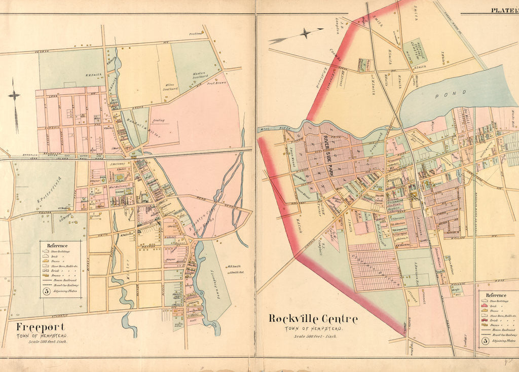 Detail of Freeport, Town of Hempstead - Rockville Centre, Town of Hempstead, New York by Anonymous