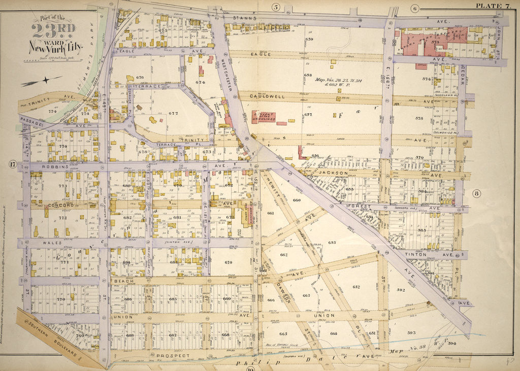 Detail of Bounded by St. Anns Ave., John St., Eagle Ave., Cedar Place, Prospect Ave., Southern Blvd., E. 147th St., Trinity Ave. and E. 149th St., New York by Anonymous
