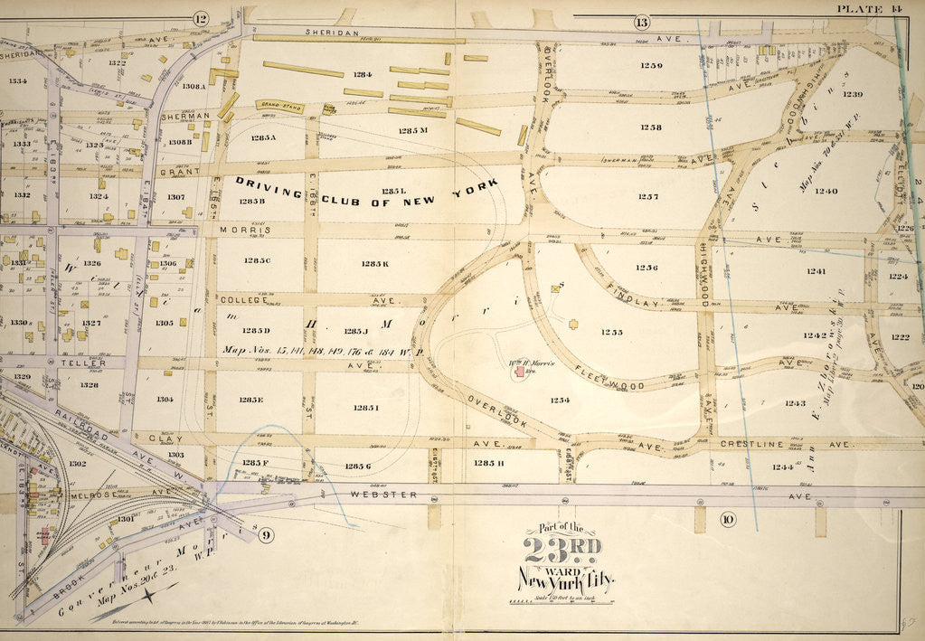 Detail of Bounded by Sheridan Ave., Elliott Ave., Webster Ave., Brook Ave., E. 163rd St., Courtlandt Ave. and E. 162nd St., New York by Anonymous