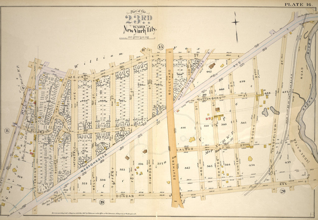 Detail of Bounded by E. 167th St., Westchester Ave., Longfellow St., Dongan Ave., Stebbins Ave. and Prospect Ave., New York by Anonymous