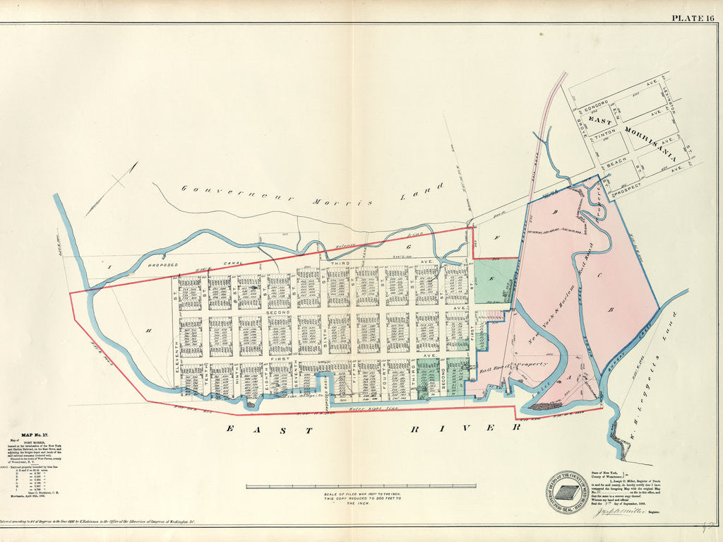 Detail of Map No. 17 Bounded by Third Avenue, First Street, East River and Eleventh Street, New York by Anonymous