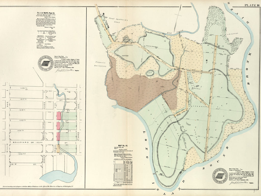 Detail of Bounded by Hunt Point Road North Place, Bronx River and Long Island Sound, New York by Anonymous