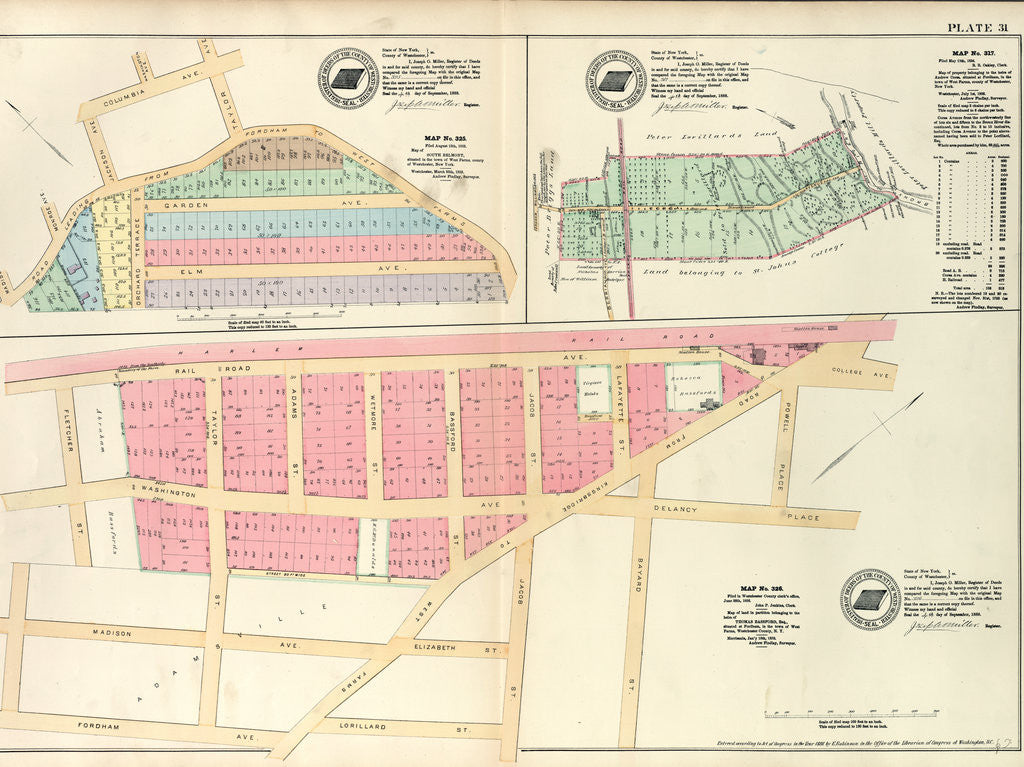 Detail of Bounded by Berrian Ave., Corsa Ave. and Bronx River. - Map, New York by Anonymous