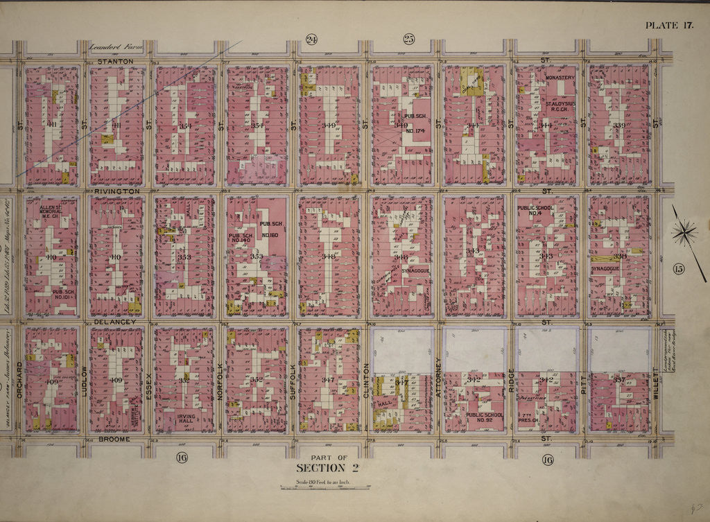 Detail of Bounded by Stanton Street, Willett Street, Broome Street, and Orchard Street, New York by Anonymous