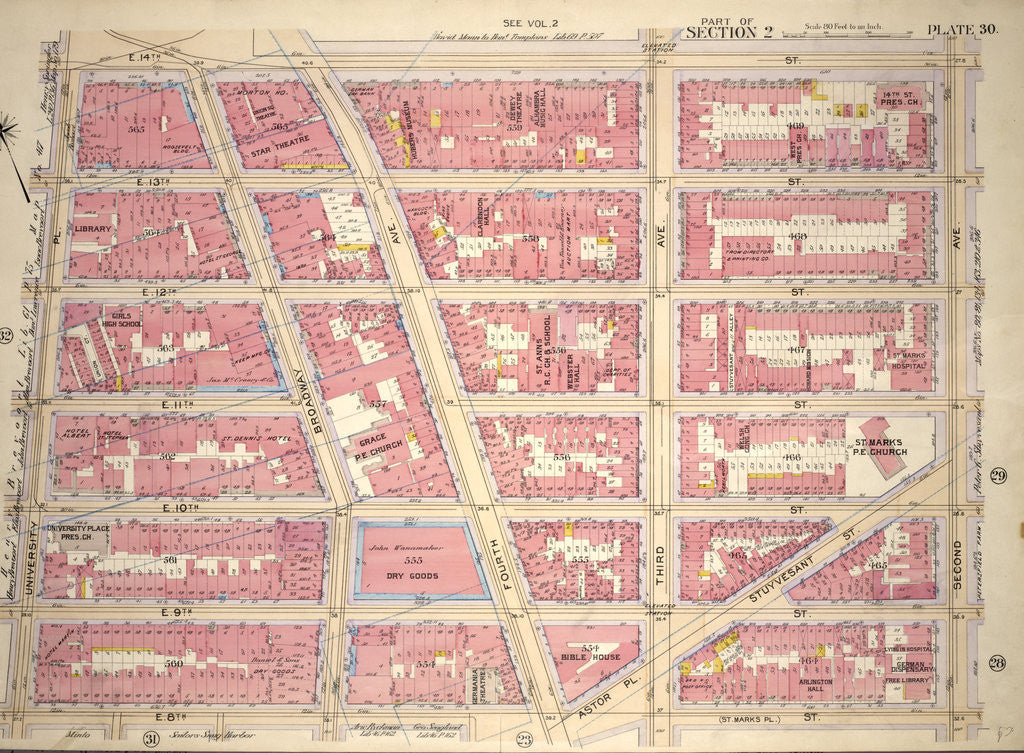 Detail of Bounded by E. 14th Street, Second Avenue, E. 8th Street and University Place, New York by Anonymous