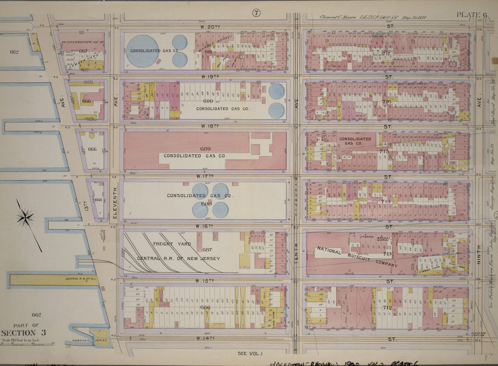Detail of Bounded by W. 20th Street, Ninth Avenue, W. 14th Street and Thirteenth Avenue, New York by Anonymous