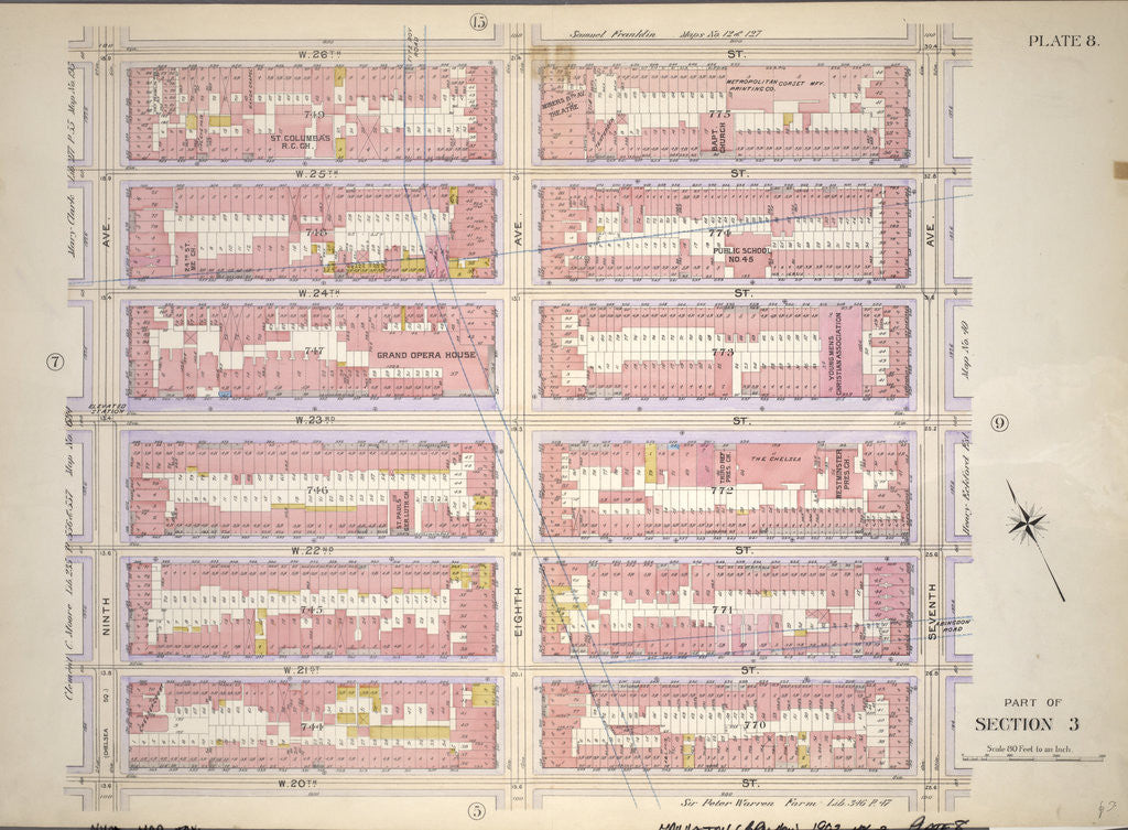 Detail of Bounded by W. 26th Street, Seventh Avenue, W. 20th Street and Ninth Avenue, New York by Anonymous