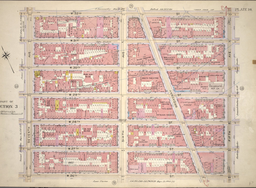 Detail of Bounded by W. 32nd Street, Fifth Avenue, W. 26th Street and Seventh Avenue, New York by Anonymous