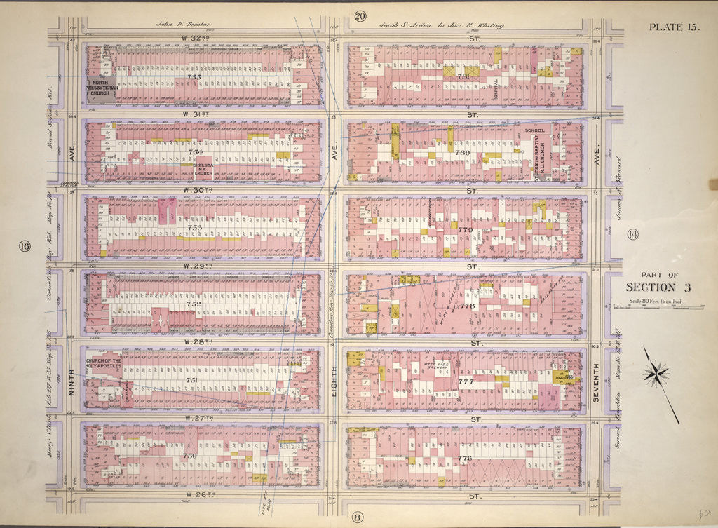 Detail of Bounded by W. 32nd Street, Seventh Avenue, W. 26th Street and Ninth Avenue, New York by Anonymous