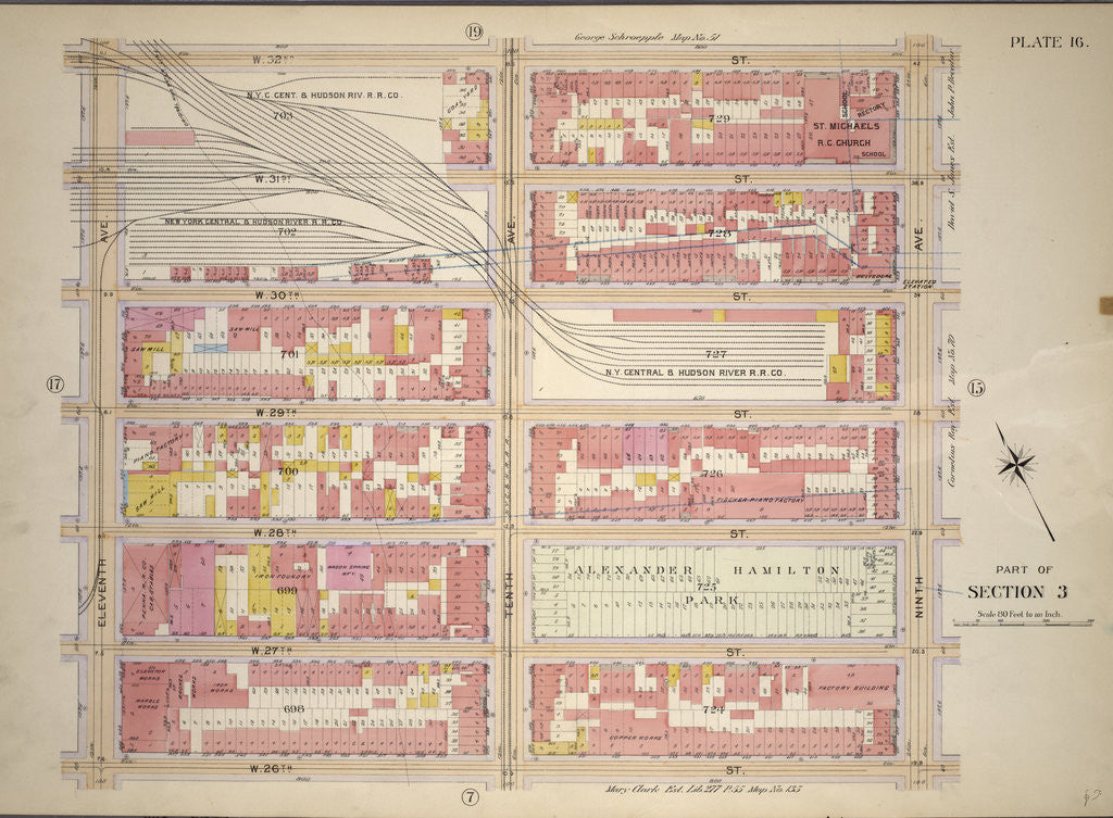 Detail of Bounded by W. 32nd Street, Ninth Avenue, W. 26th Street and Eleventh Avenue, New York by Anonymous