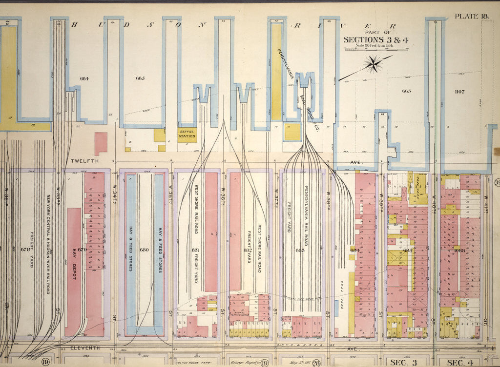 Detail of Bounded by Hudson River PiersTwelfth Avenue, W. 41st Street, Eleventh Avenue and W. 34th Street, New York by Anonymous