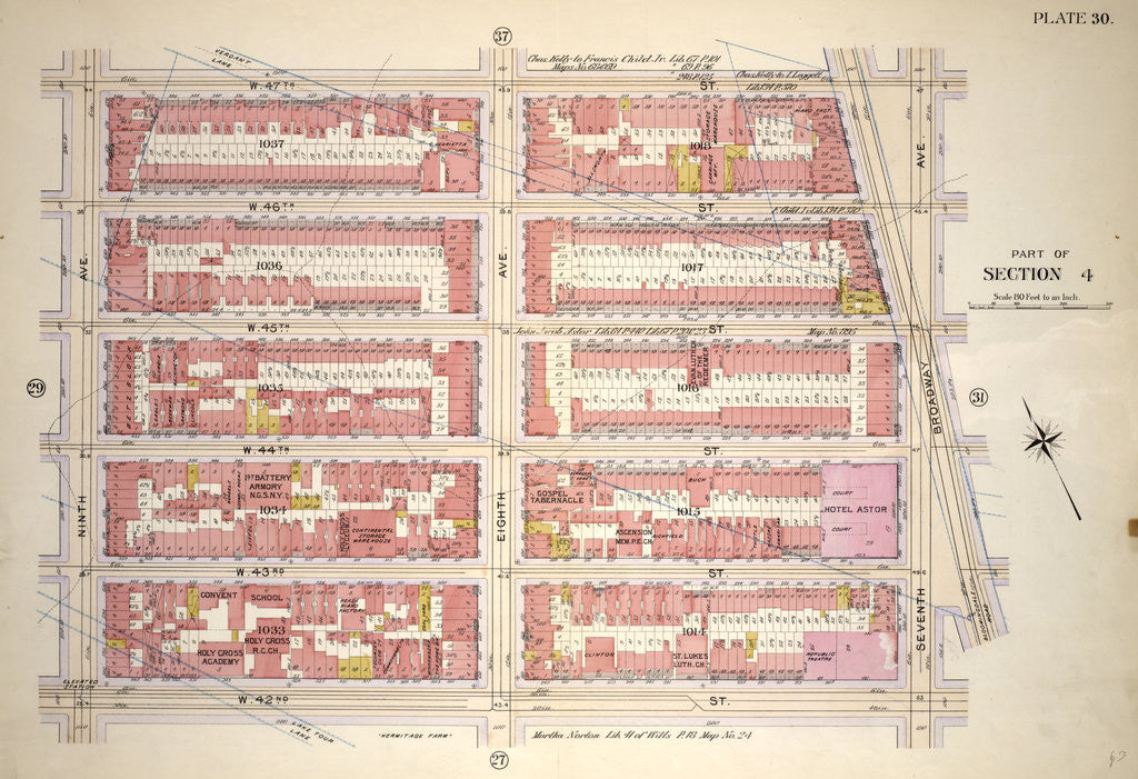 Detail of Bounded by W. 47th Street, Seventh Avenue, W. 42nd Street and Ninth Avenue, New York by Anonymous