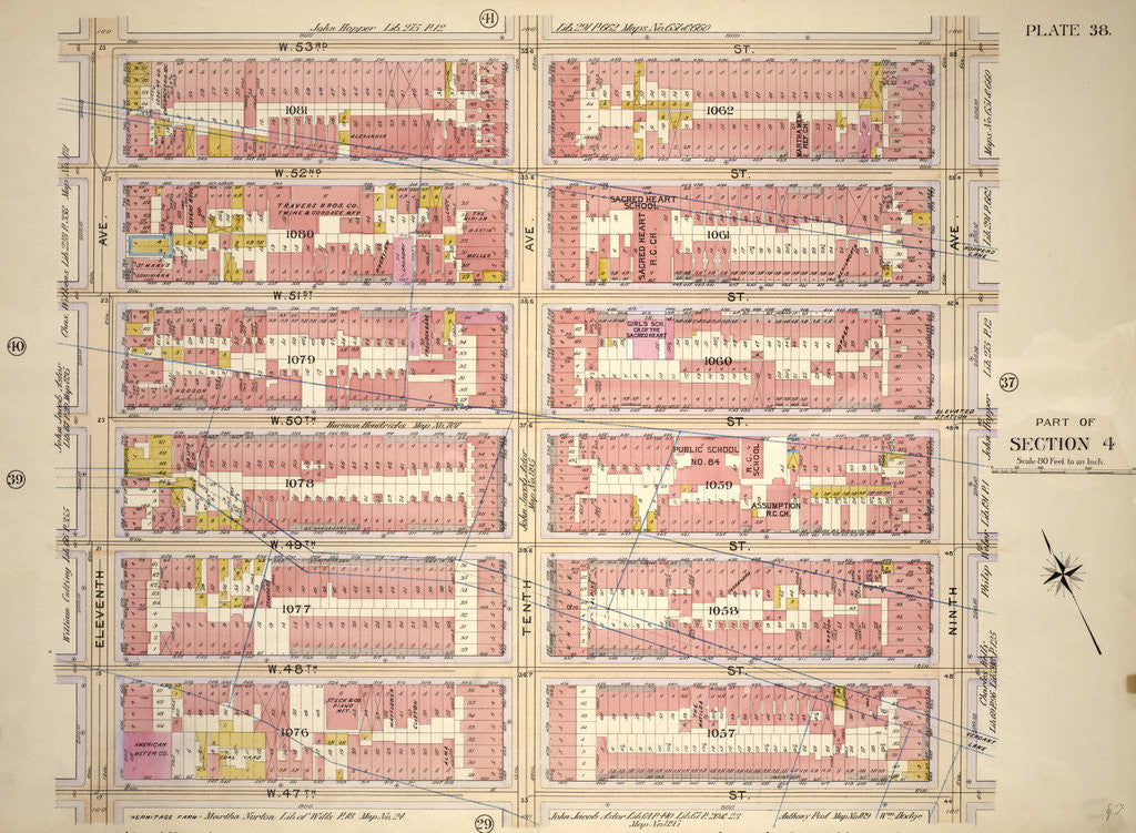 Detail of Bounded by W. 53rd Street, Ninth Avenue, W. 47th Street and Eleventh Avenue, New York by Anonymous