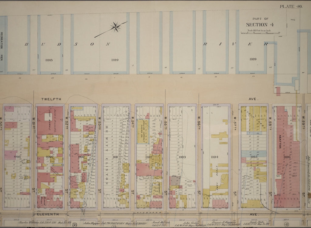 Detail of Bounded by Twelfth Avenue Hudson River Piers, W. 59th Street, Eleventh Avenue and W. 50th Street, New York by Anonymous