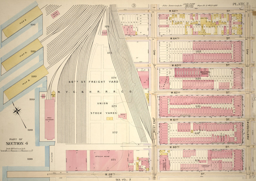 Detail of Bounded by W. 65th Street,Amsterdam Avenue, W. 59th Street and N.Y.C. & H.R.R.C.R. Union Stock Yards West End Avenue, New York by Anonymous