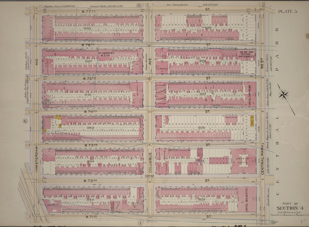 Detail of Bounded by W. 77th Street, Central Park West, W. 71st Street and Amsterdam Avenue, New York by Anonymous