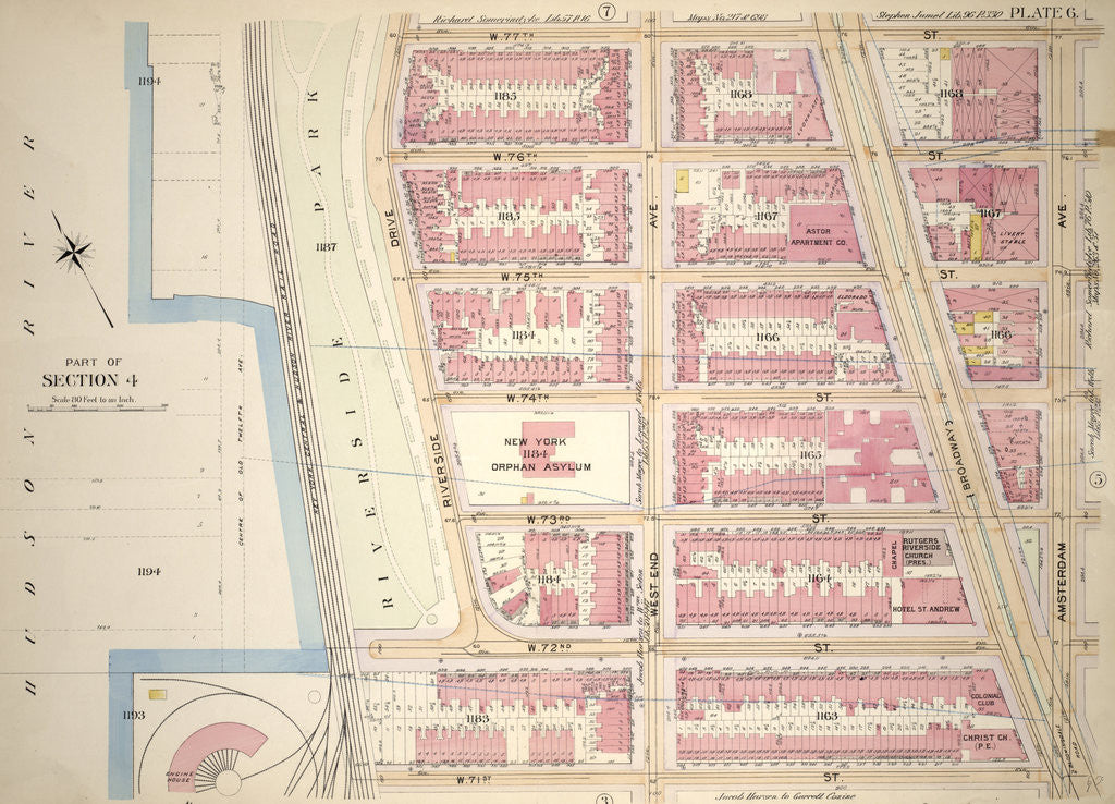 Detail of Bounded by W. 77th Street, Amsterdam Avenue, W. 71st Street, West End Avenue, W. 72nd Street and Riverside Drive, New York by Anonymous