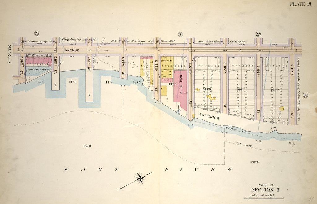 Detail of Bounded by E. 65th Street, Avenue A, E. 67th Street and Exterior Street, New York by Anonymous