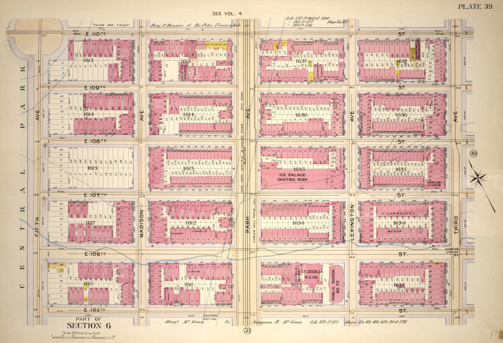 Detail of Bounded by E. 110th Street, Third Avenue, E. 105th Street and Fifth Avenue. Manhattan, 1902, New York by Anonymous