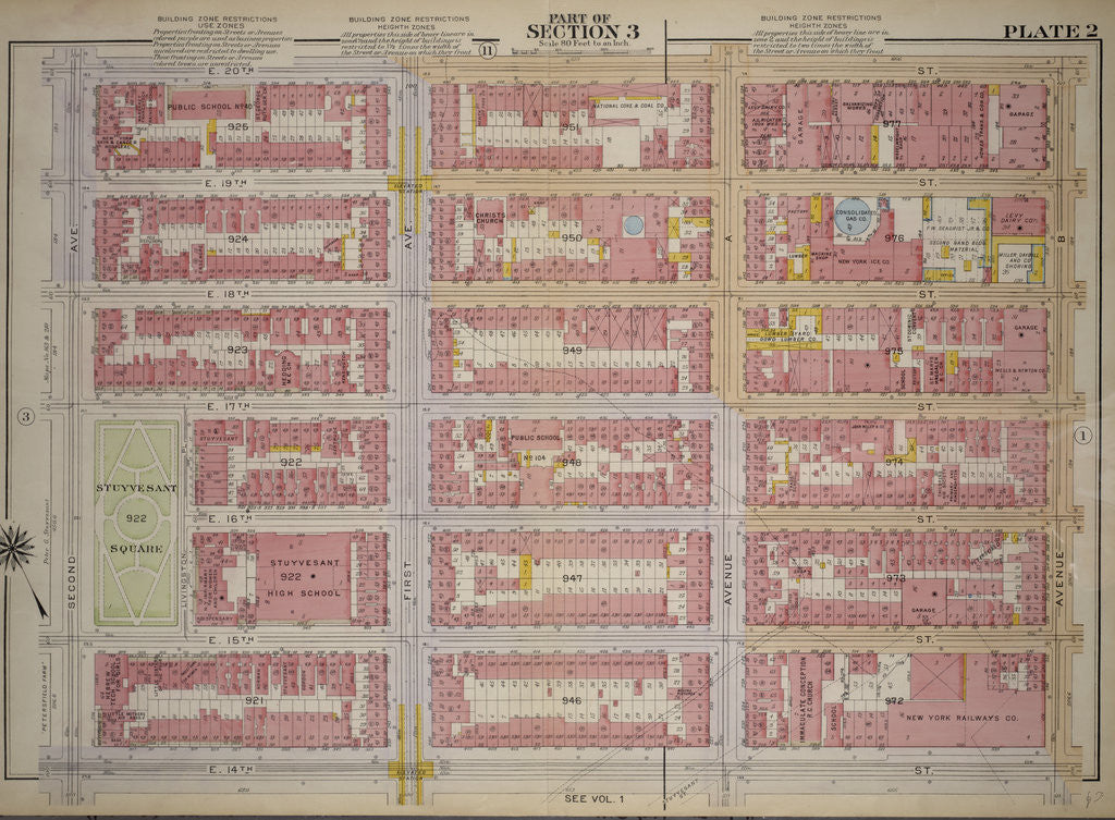 Detail of Bounded by E. 20th Street, Avenue B, E. 14th Street and Second Avenue, New York by Anonymous