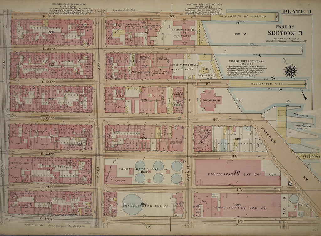 Detail of Bounded by E. 26th Street, First Avenue, E. 24th Street, Avenue A, E. 21st Street, Avenue B, E. 20th Street and Second Avenue, New York by Anonymous