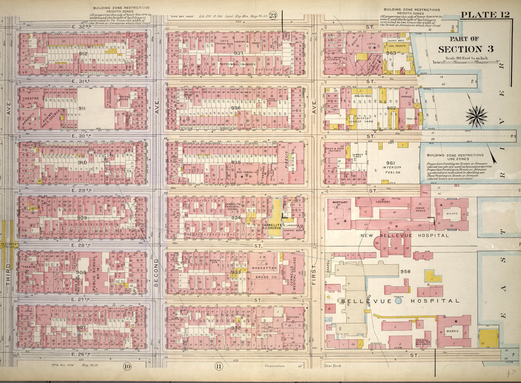 Detail of Bounded by E. 32nd Street, East River Piers First Avenue, E. 26th Street and Third Avenue, New York by Anonymous