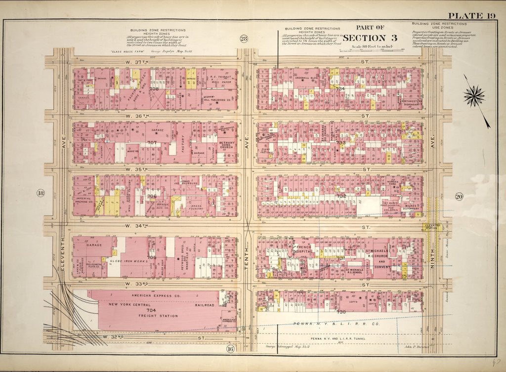 Detail of Bounded by W. 37th Street, Ninth Avenue, W. 32nd Street and Eleventh Avenue, New York by Anonymous