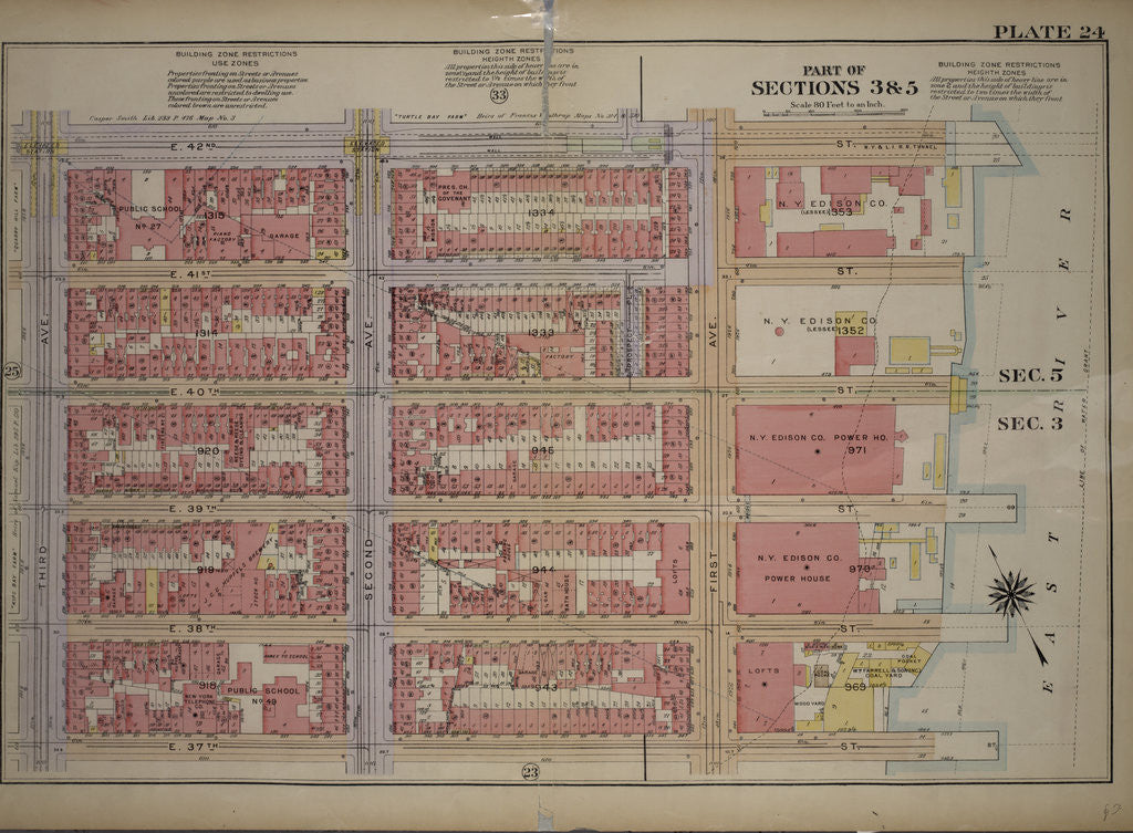 Detail of Bounded by E. 42nd Street, East River Piers First Avenue, E. 37th Street and Third Avenue, New York by Anonymous