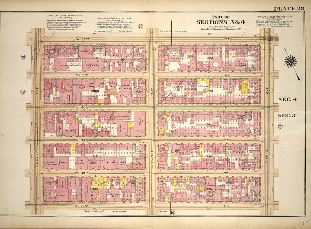 Detail of Bounded by W. 42nd Street, Ninth Avenue, W. 37th Street and Eleventh Avenue, New York by Anonymous