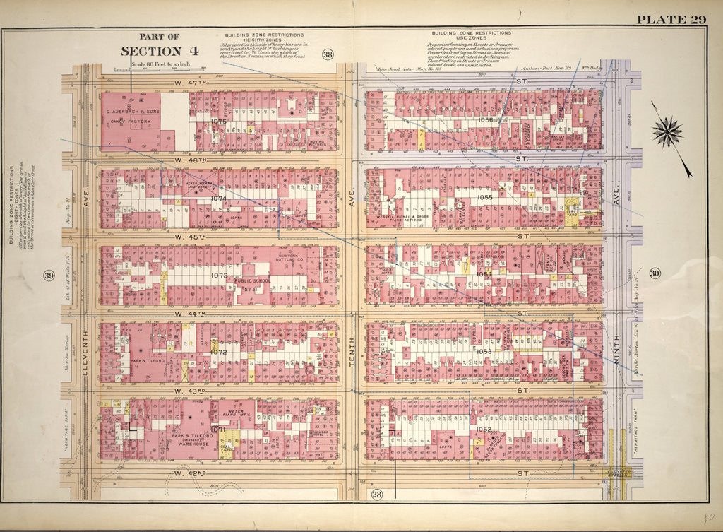 Detail of Bounded by W. 47th Street, Ninth Avenue, W. 42nd Street and Eleventh Avenue, New York by Anonymous